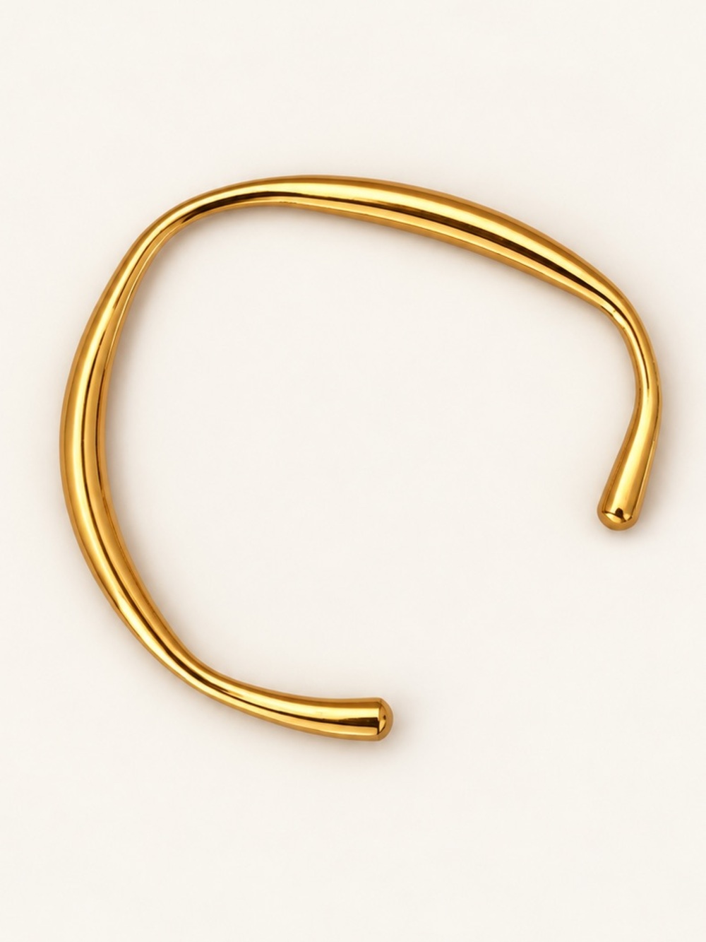 18K Gold Plated Stainless Steel Open Cuff Bracelet Sculptural Organic Statement